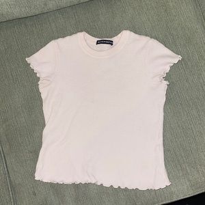Brandy Melville Light Pink Ruffled / Waffled T-shirt